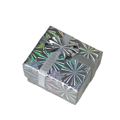 Recyclable Silver Shiny Jewelry Paper Gift Box With Ribbon