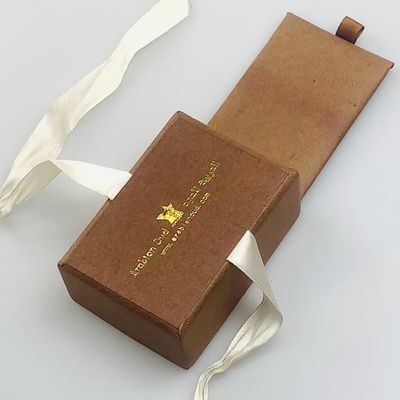 Texture Paper Gift Packaging Box Gold Foil Crossed Ribbon Bow EVA Insert For Cosmetic