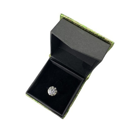Green Calico Paper Gift Box With Foam Insert Jewelry Ring Box
