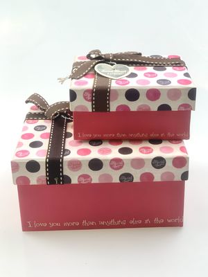 Rectangle Paper Gift Packaging Box With Crossed Ribbon Bow For Candy Cosmetic