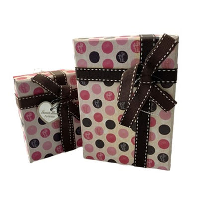 OEM Paper Gift Hat Box Ribbon Polka Dot Decoration Without Insert