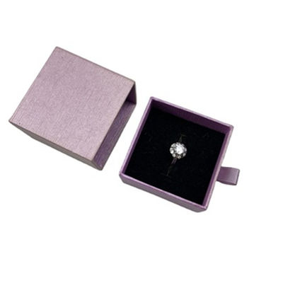 Purple Specialty Paper Jewelry Gift Drawer Box With Velvet Insert Ring Box