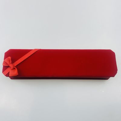 Rectangle Red Fabric Bow Velvet Jewelry Boxes For Wedding Birthday Souvenir Gift Packaging