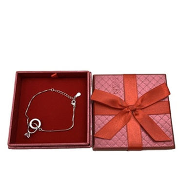 Durable Paper Jewelry Gift Boxes With Ribbon Velvet Cardboard Insert Bracelet Box Packaging