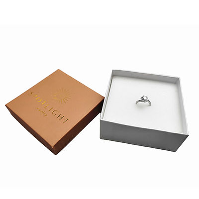 Staylish Printed Paper Jewelry Ring Box Orange White Foil Stamping Logo