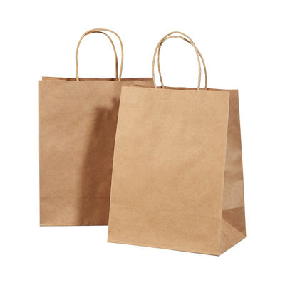 Custom Kraft Paper Bag Small Brown White Adhesive Handle For Food Snack Packing