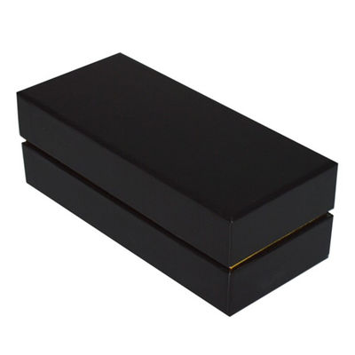 Cardboard Black Perfume Cosmetic Gift Box Coated Paper Black Print Gold Card Paper Border With Eva Insert