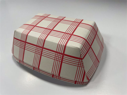 FSC Red And White Paper Food Trays Cardboard Takeaway Trays For Bakery