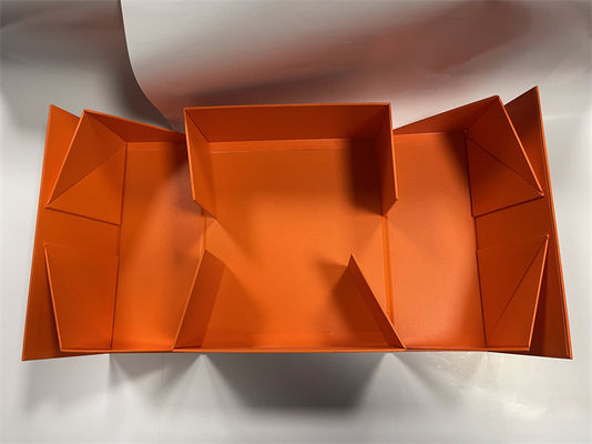 Orange Collapsible Paper Box CMYK Rectangular Cardboard Box With Lid