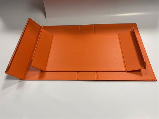 Orange Collapsible Paper Box CMYK Rectangular Cardboard Box With Lid
