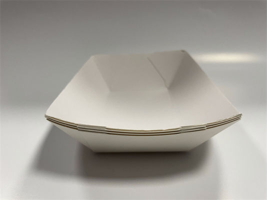 Degradable Paper Food Tray White Disposable Food Boats Customized