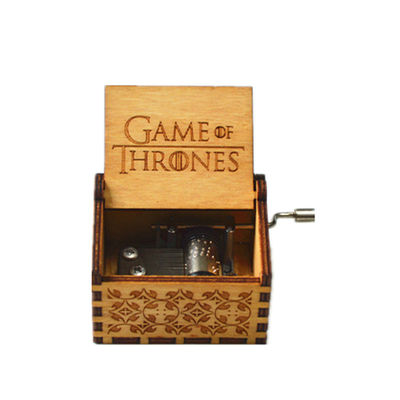 Stock Music Box Hand Operated MDF wood Engraved Logo Natural wood Cream white Brown Red 4 colors