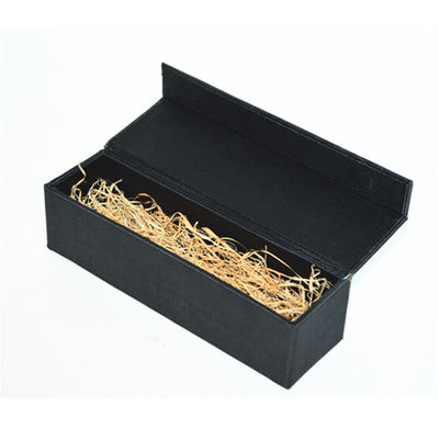 Recycled Black Cardboard Paper Gift Boxes Straw Insert With Magnetic Closure