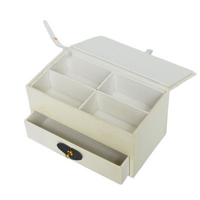 White Two Drawer Jewelry Box MDF Wooden Coated Necklace Bracelet Drawer Organizer