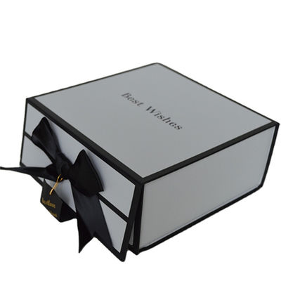 Ribbons White Magnetic Closure Gift Boxes Perfume Paper Cosmetic Packaging