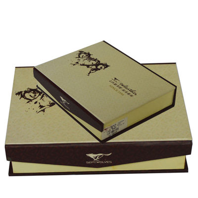 Sqaure Brown Small Cardboard Jewelry Boxes PMS Printing open flap With Ribbon