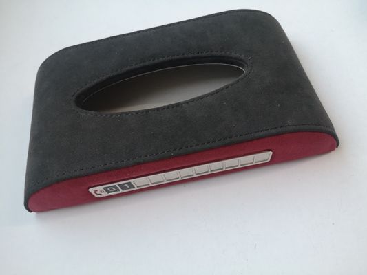 High-End Custom Microfiber Car Leather Tissue Box Holder Handmade With Metal Tag Stick