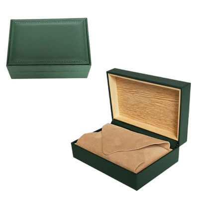 Green Leather Travel Custom Watch Display Case Handmade Velvet Insert