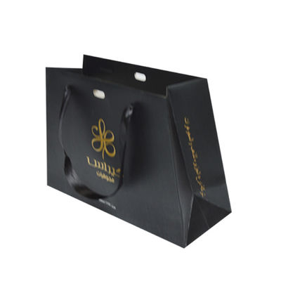 Art Paper Personalized Goodie Bags Printing Rectangle Ribbon Handle Paper Bags