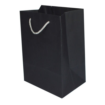 Black Shopping Recycled Paper Gift Bags 25cm Length handmade With Handle