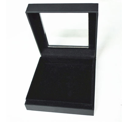 Bangle 90*90*40mm Velvet Lined Jewelry Boxes Black Touch Paper With Window