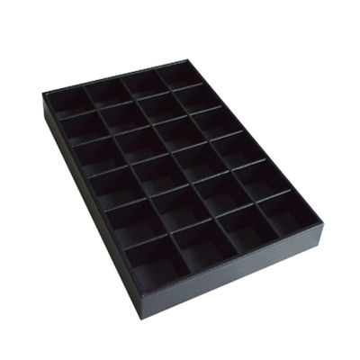 Black Leather Custom Jewelry Tray 24 Compartments For Earring Ring Pendant