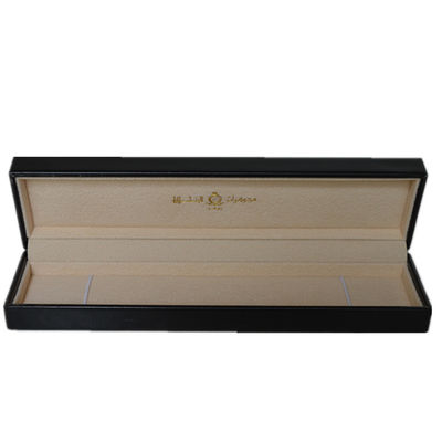 Personalized Black PU Leather Bracelet Jewelry Box Embossed Foil Stamping Logo Velvet Lining
