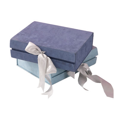 Purple Blue Suede Gift Box Elegant Magnetic Ribbon Skin Care Gift Boxes