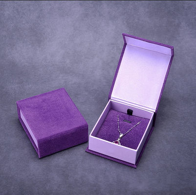 Velvet Cardboard Jewelry Box Pendant Necklace Bracelet Book Shape Magnetic Closing Style