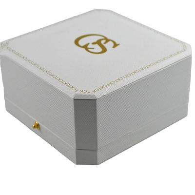 White Leatherette Paper Jewelry Packaging Box Octagon For Pendant Gems Necklace