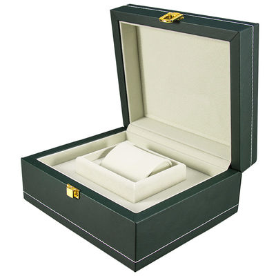 Luxury Personalised Watch Boxes With Gold Lock Inside Light Green Velvet Outside paper box packaging factory sell