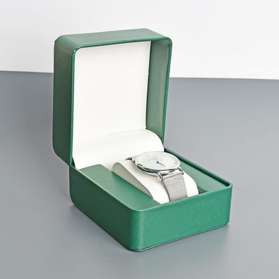 Promotional Single Watch Box With Hinge Round Corn Style White Velvet Inside