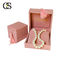Pink Sqaure Velvet Jewelry Gift Boxes With Tassel Gold Stamping Foam Insert