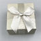 White Stud Ribbon Texture Paper Jewelry Gift Boxes With Satin Insert