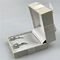 White Stud Ribbon Texture Paper Jewelry Gift Boxes With Satin Insert