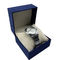 Blue Suede Gift Watch Box With  Gold Foil Logo White Foam Insert
