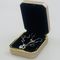 Earring Necklace Paper Jewelry Box Rectangle Golden PU Leather With LED Lights Black Velvet Insert