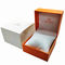 Glossy Printing Paper Watch Box Orange Color Custom Logo With Foam Pillow