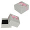 Mini White Handmade Leather Jewelry Box Sqaure Cardboard With Pink Ribbon