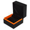Square Black Leather Watch Case / Watch Box Gift Packaging handmade CMYK