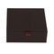 Brown Square Small Cardboard Jewelry Gift Boxes CMYK Printing With Velvet Ribbon