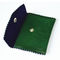 Button Closure Velvet Envelope Bag Dark Green Embroidery Logo Serrated Edges