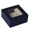 Plastic Blue Leather Paper Jewelry Box Transparent Window Ring Velvet Insert