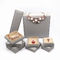 Gray Leatherette Paper Jewelry Gift Boxes Lid And Base Type Insert Suede Material